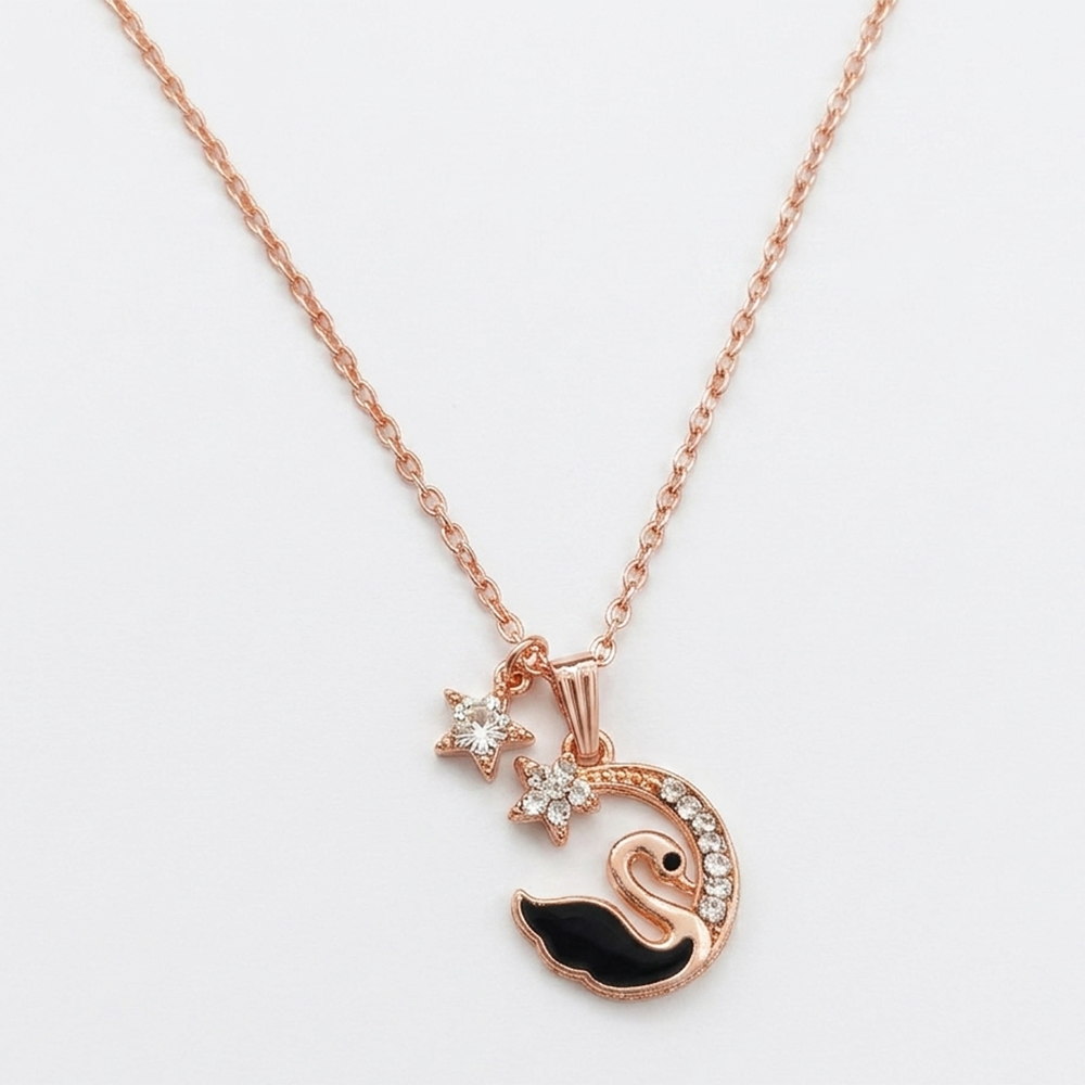 Urthn  Rose Gold Plated Chain Pendant Earrings Rings And Bracelet Jewellery Combo Set (Pack of 6)