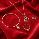 Urthn  Rose Gold Plated Chain Pendant Earrings Rings And Bracelet Jewellery Combo Set