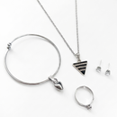 Urthn  Silver Plated Chain Pendant Earrings Rings And Bracelet Jewellery Combo Set (Pack of 6)