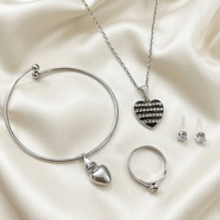Urthn  Silver Plated Chain Pendant Earrings Rings And Bracelet Jewellery Combo Set