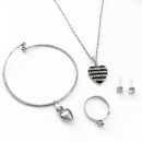 Urthn  Silver Plated Chain Pendant Earrings Rings And Bracelet Jewellery Combo Set (Pack of 6)