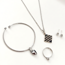 Urthn  Silver Plated Chain Pendant Earrings Rings And Bracelet Jewellery Combo Set (Pack of 6)