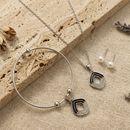 Urthn Silver Plated Chain Pendant Earrings And Bracelet Jewellery Combo Set