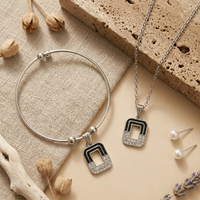 Urthn Silver Plated Chain Pendant Earrings And Bracelet Jewellery Combo Set