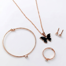 Urthn Rose Gold Plated Chain Pendant Earrings Rings And Bracelet Jewellery Combo Set(Pack of 6)
