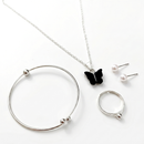 Urthn Silver Plated Chain Pendant Earrings Rings And Bracelet Jewellery Combo Set(Pack of 6)