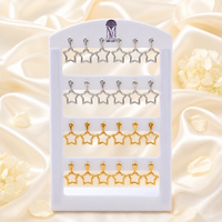 Urthn Gold And Silver Plated Star Shape Dangler Earrings for Women  (Pack of 12)