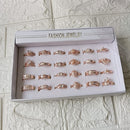 Urthn Premium Rose Gold Plated Assorted Design Crystal Stone Rings Set