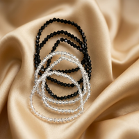 Urthn Elegant Black & White Beads Fashion Bracelet (Set Of 6)