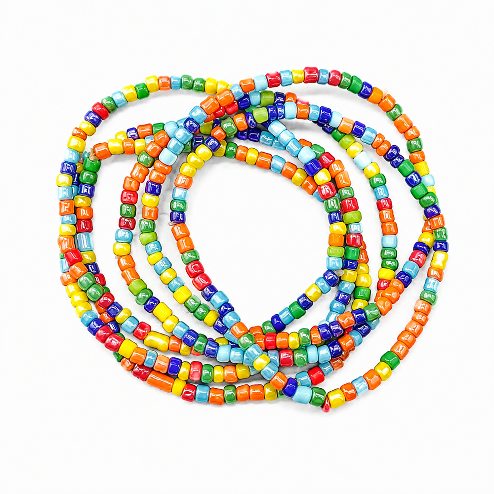 Urthn Multi Strand Rainbow Seed Bead Bracelet Combo Set of 6 for Women(pack of 6)