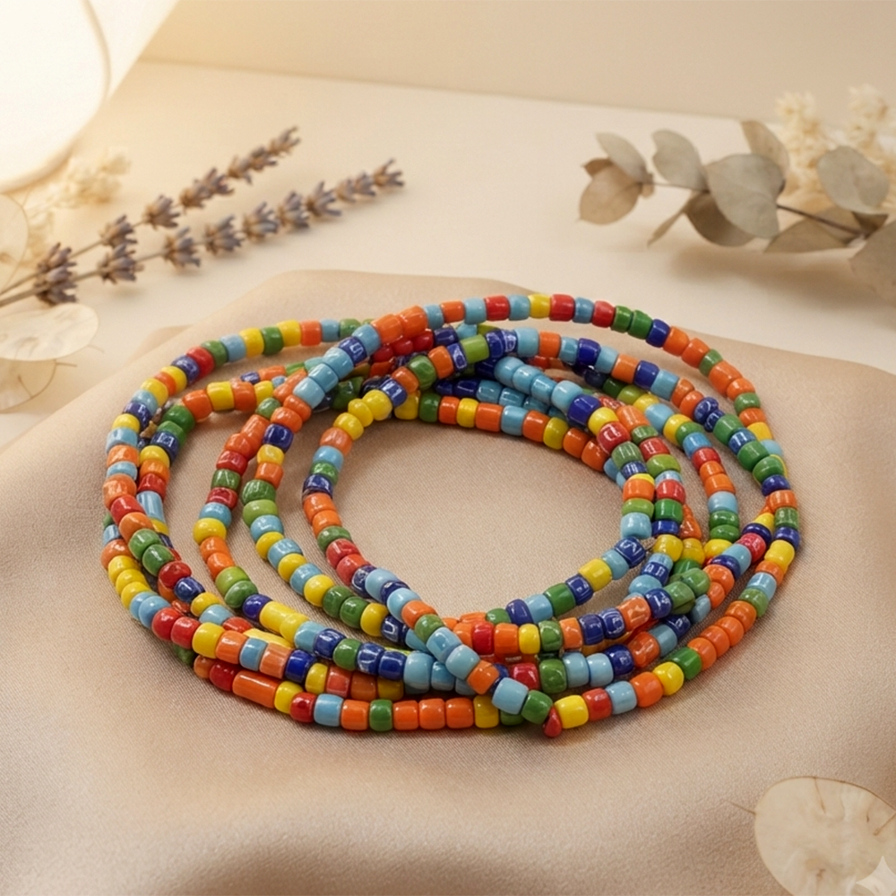 Urthn Multi Strand Rainbow Seed Bead Bracelet Combo Set of 6 for Women