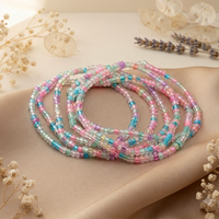 Urthn Trendy Multi Strand Seed Bead Bracelet with Combo Set of 6 for Women