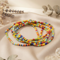 Urthn Multi Strand Rainbow Seed Bead Bracelet Combo Set of 6 for Women