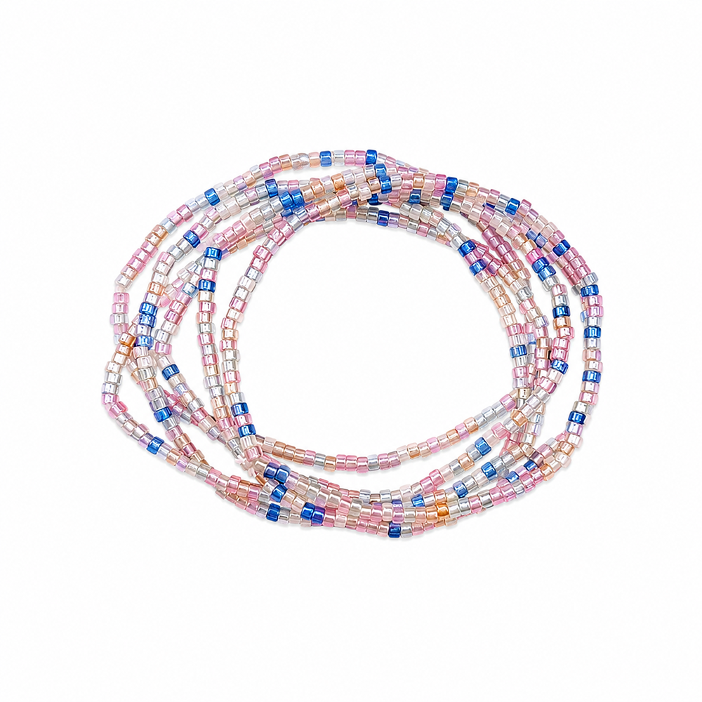 Urthn Trendy Multi Strand Seed Bead Bracelet Combo Set of 6 for Women(pack of 6)
