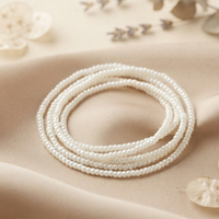 Urthn Trendy White Strand Seed Bead Bracelet Combo Set of 6 for Women