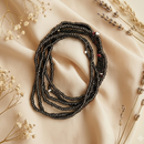 Urthn Trendy Black Strand Seed Bead Bracelet Combo Set of 6 for Women