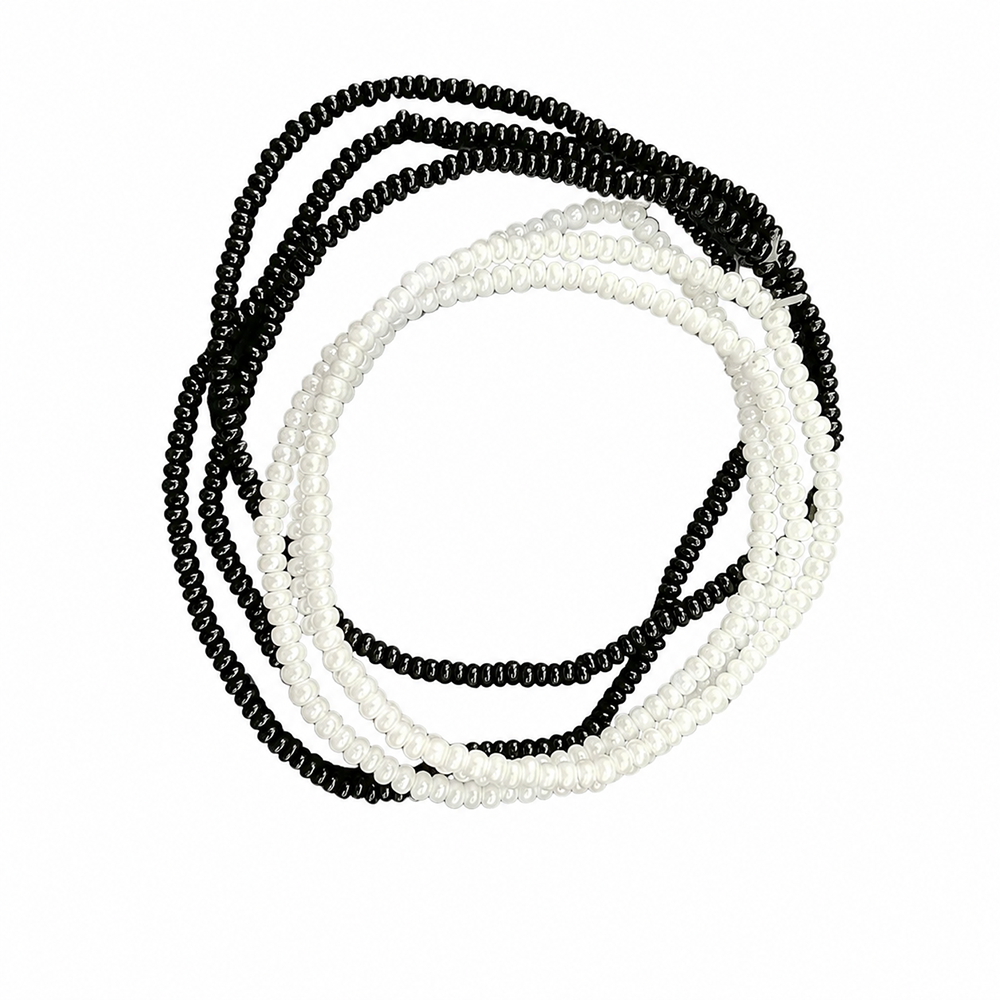 Urthn Trendy Black And White  Strand Seed Bead Bracelet Combo Set of 6 for Women(pack of 6)