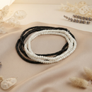 Urthn Trendy Black And White  Strand Seed Bead Bracelet Combo Set of 6 for Women