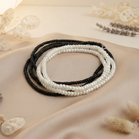 Urthn Trendy Black And White  Strand Seed Bead Bracelet Combo Set of 6 for Women