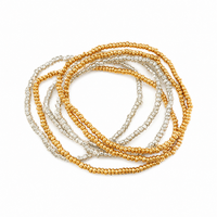 Urthn Trendy Gold And Silver Strand Seed Bead Bracelet Combo Set of 6 for Women(pack of 6)