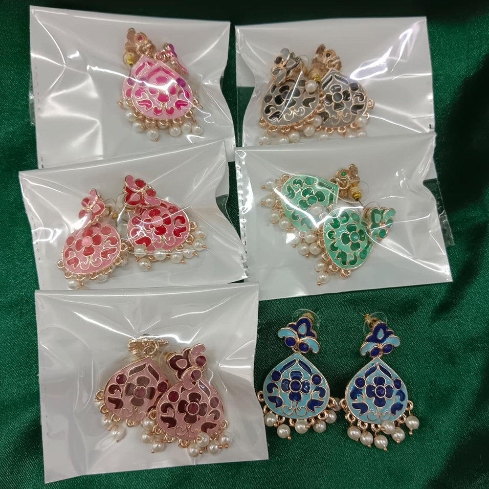 Urthn Gold Plated Assorted Color Set Of 6 Meenakari Earrings Combo 