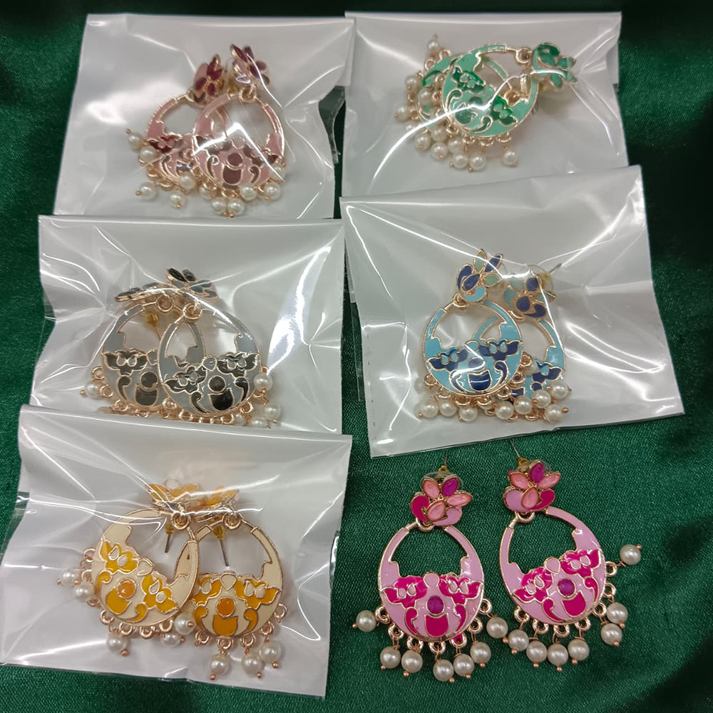 Urthn Gold Plated Assorted Color Set Of 6 Meenakari Earrings Combo 