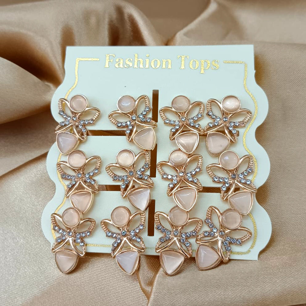 Urthn Monalisa Stone Stylish Set Of 6 Stud Earrings Combo 