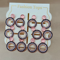 Urthn Monalisa Stone Stylish Set Of 6 Stud Earrings Combo 