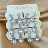 Urthn Pearl And Austrain Stone Set Of 6 Stud Earrings Combo
