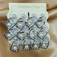 Urthn Pearl And Austrain Stone Set Of 6 Stud Earrings Combo