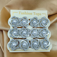 Urthn Pearl And Austrain Stone Set Of 6 Stud Earrings Combo