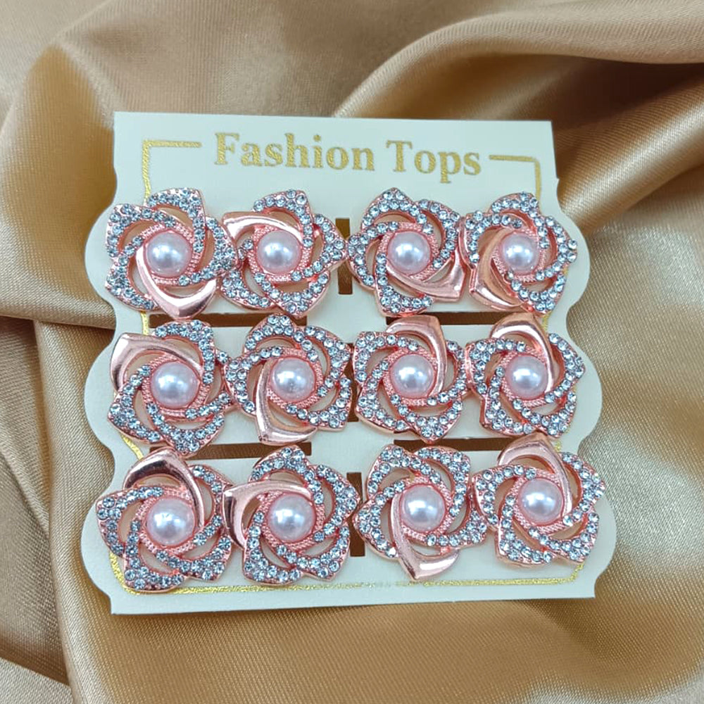 Urthn Pearl And Austrain Stone Set Of 6 Stud Earrings Combo
