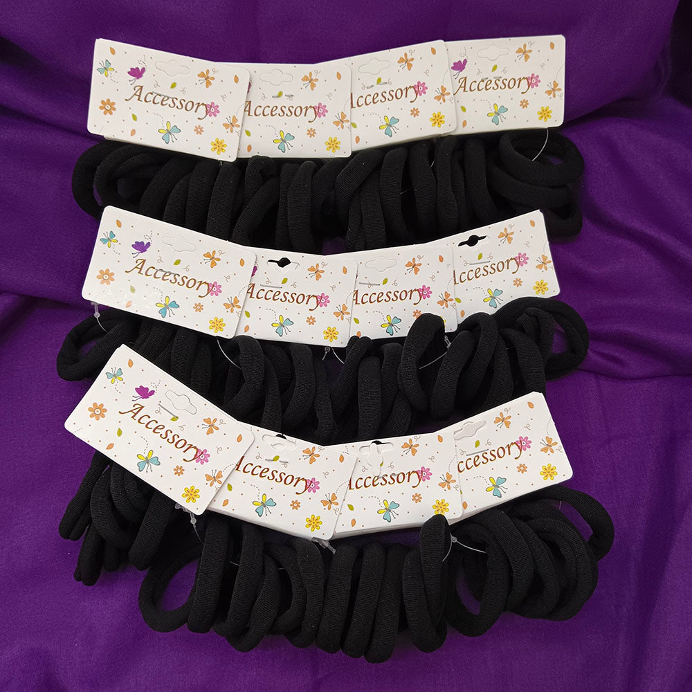 Urthn Set of 12 Soft Black Hair Rubber Bands for Women & Girls-1006310
