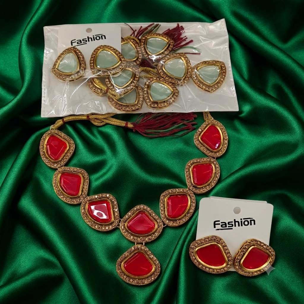 Urthn Gold Plated Crystal Stone Fashion Jewellery Combo Set