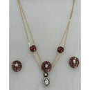 Tarangavi Copper Gold Plated Classic Pota Stone And Polki Kundan Necklace Set