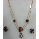 Tarangavi Copper Gold Plated Classic Pota Stone And Polki Kundan Necklace Set