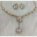 Tarangavi Copper Gold Plated Royal Polki Kundan Stone Necklace Set