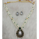 Tarangavi Copper Gold Plated Royal Polki Kundan Stone And Pearl Necklace Set