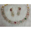 Tarangavi Copper Gold Plated Classic Pota Stone And Polki Kundan Necklace Set