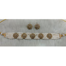 Tarangavi Copper Gold Plated Royal Polki Kundan Stone Choker Necklace Set