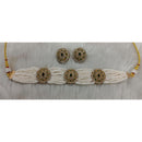 Tarangavi Copper Gold Plated Royal Polki Kundan Stone Choker Necklace Set