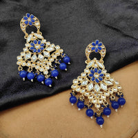 Darshana Jewels Gold Plated Kundan Stone And Beads Dangler Earrings