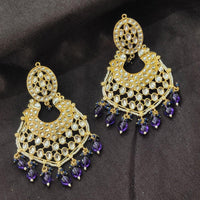 Darshana Jewels Gold Plated Kundan Stone And Beads Dangler Earrings