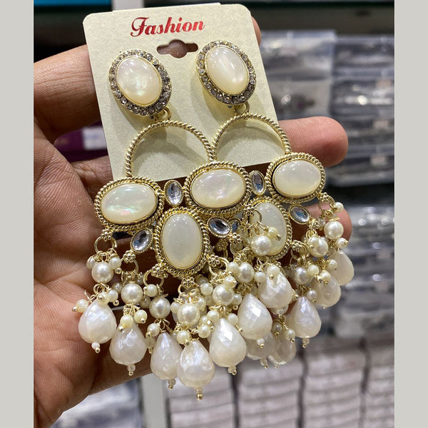 Om Creations Gold  Plated Kundan  Stone Dangler Earrings