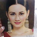 Om Creations Elegant Kundan And Pearl Dangler Earrings