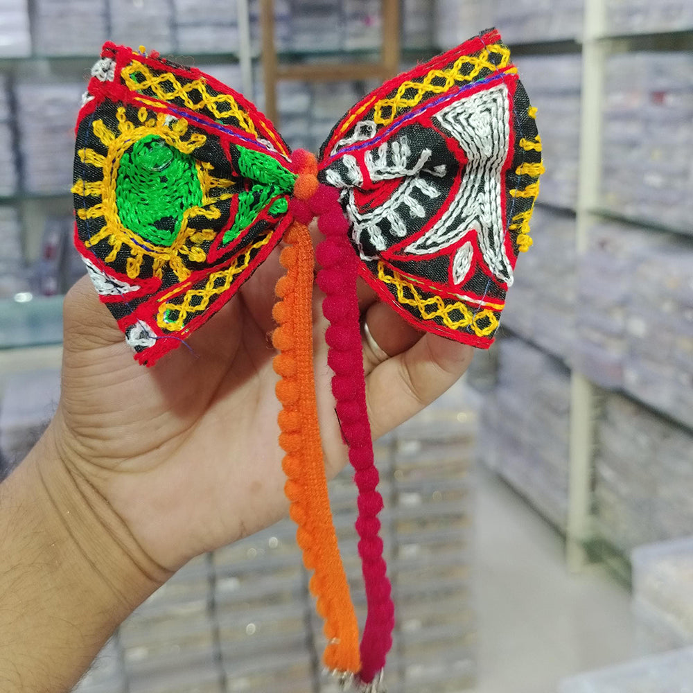 OM Creations Multicolor Hair Bow for Trendy Girls