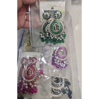 Om Creations Kundan and Meenakari Pearl Dangler Earrings for Women