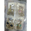Om Creations Crystal Stone and Pearl Beads Dangler Jhumki Earrings