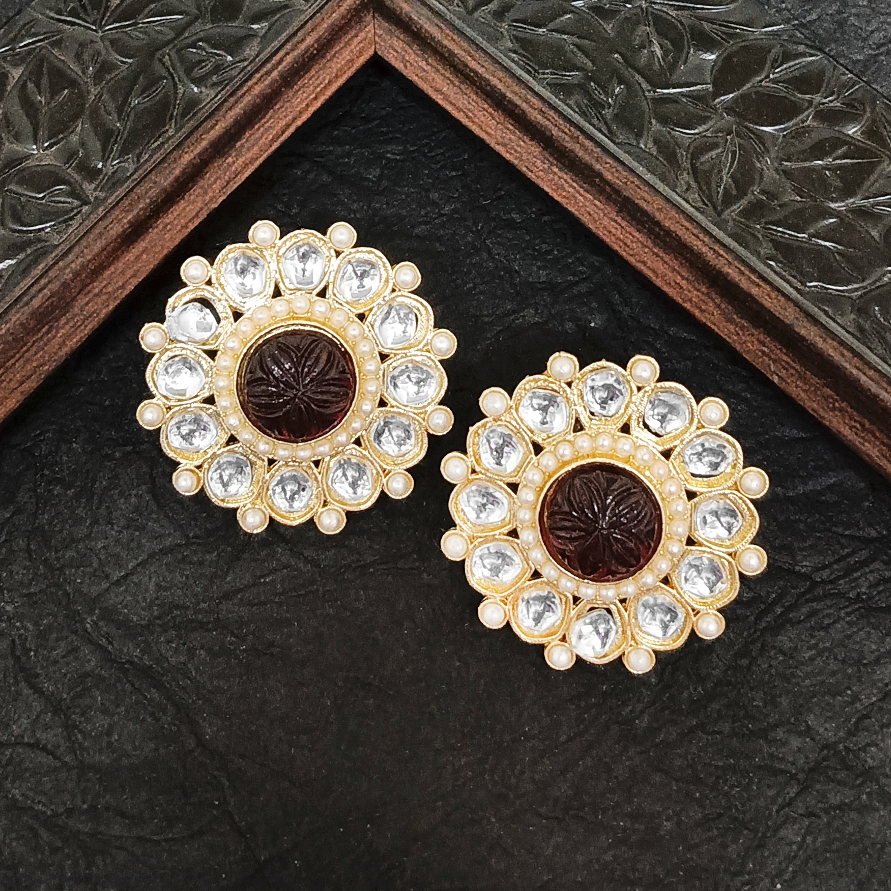 Darshana Jewels Premium Kundan Stone And Pearl Dangler Earrings For Women