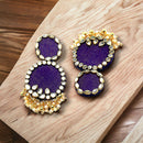 Handmade For Her  Women's Handmade Purple Fabric Earrings